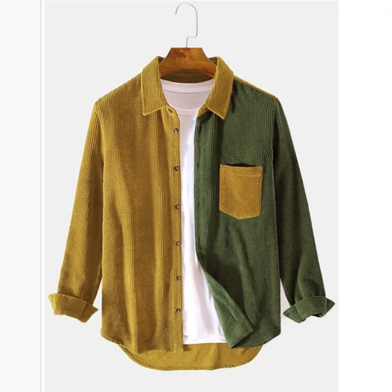 Geraldus | Camisa de Pana Con Paneles de Colores Contrastados y Bolsillo