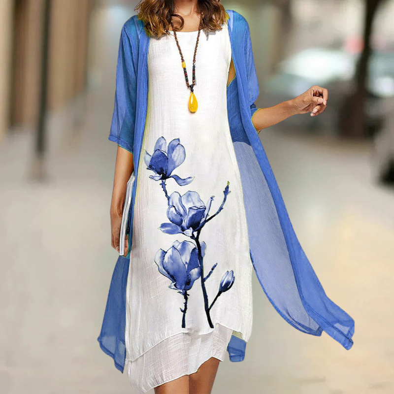 Nasira | Conjunto de Vestido sin Mangas con Estampado Floral