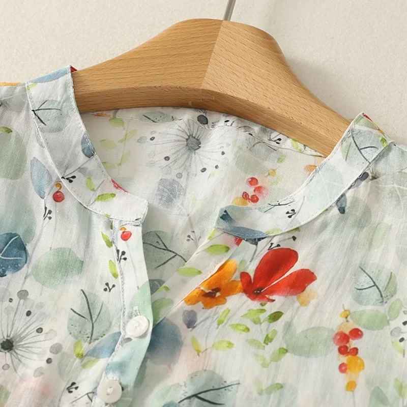 Rusina - Blusa Con Estampado Floral Cuello en V y Botones