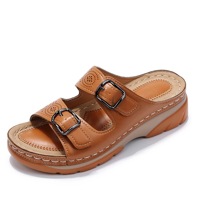 Solena | Sandalias de punta abierta con doble hebilla