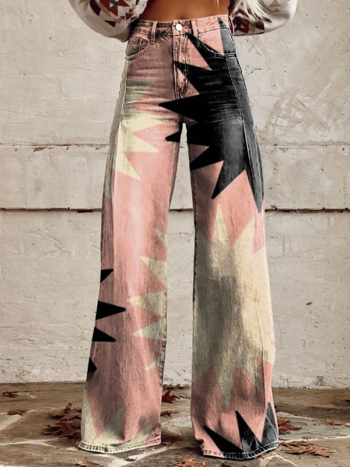 CZARINA | Pantalones Con Estampado Geométrico y Corte Ancho