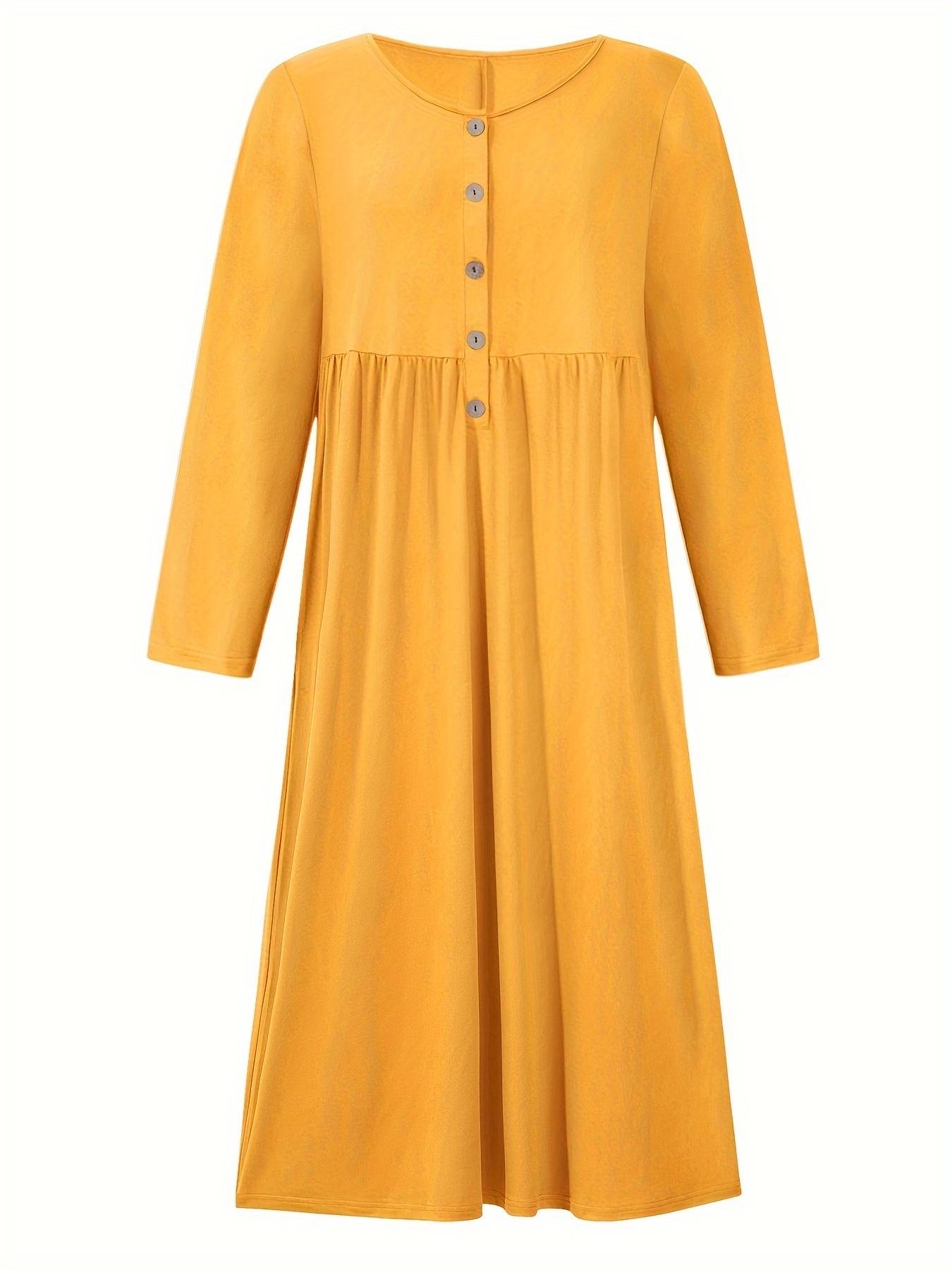 Imethma | Vestido MIDI Con Cuello en V Y Botones, Varios Colores