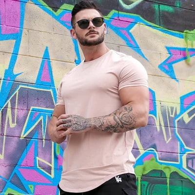 Maxwell - Camiseta de Manga Corta Con Bajo Curvo