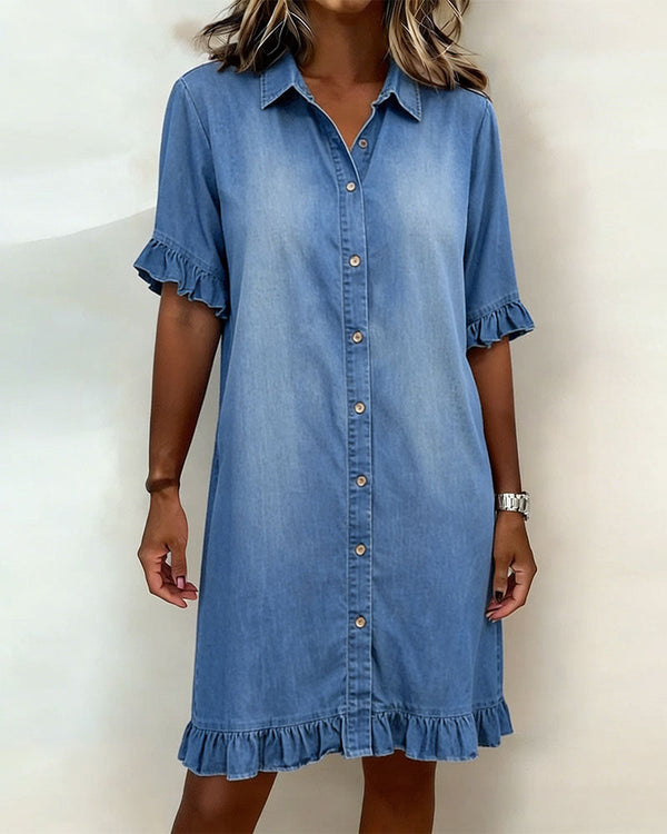 Ndapewa | Vestido Camisero Con Botones Y Volantes