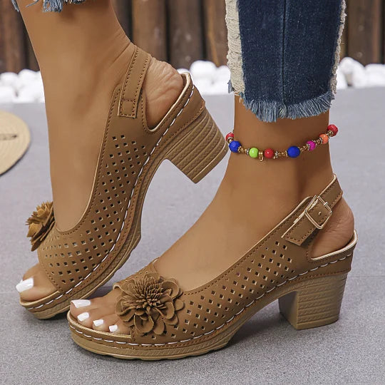 Imogen | Sandalias de Talón Abierto Con Diseño Floral