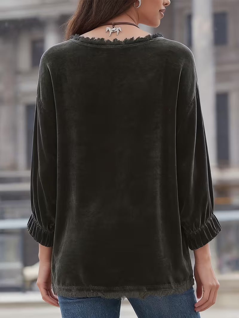 Petunia | Blusa Holgada de Terciopelo Manga Larga