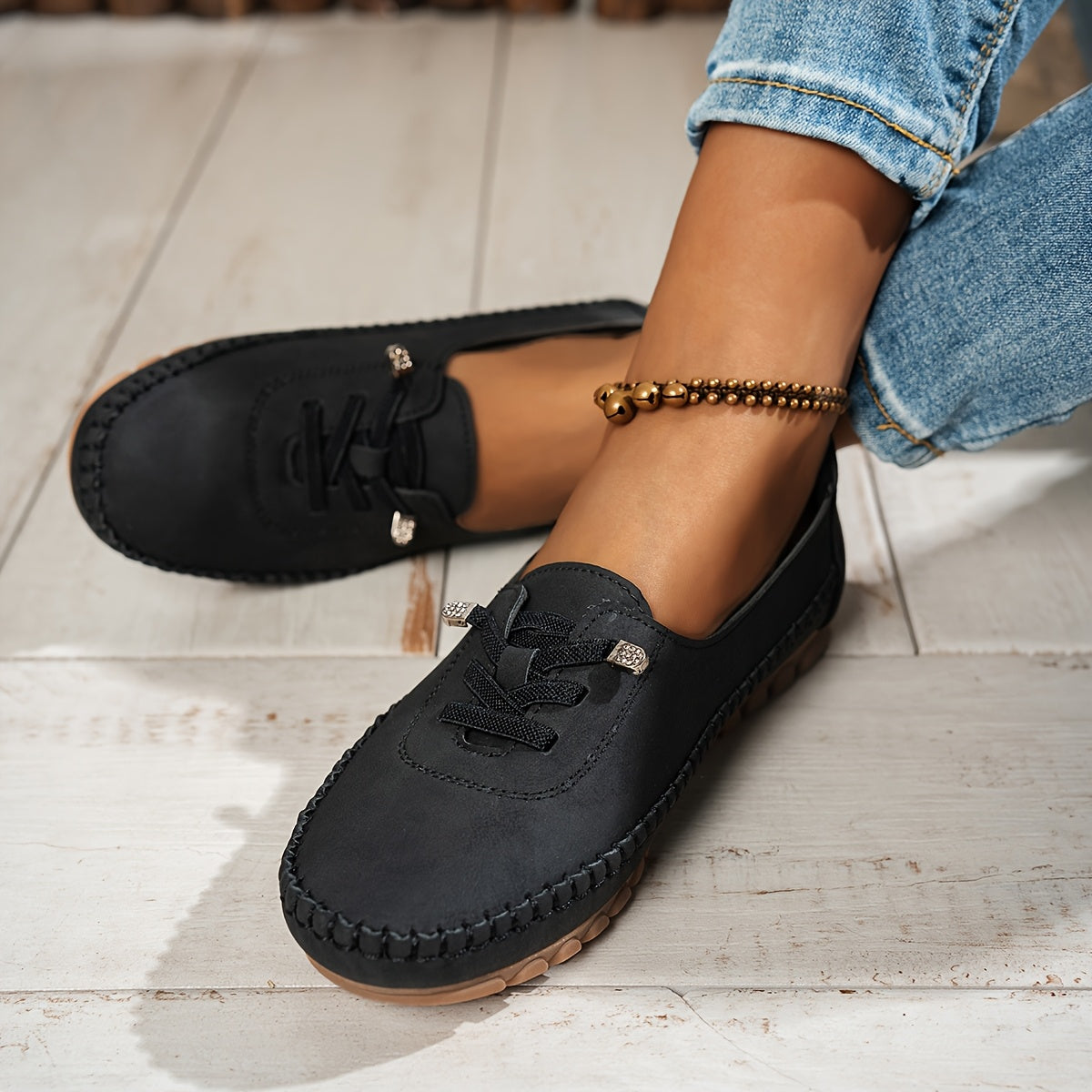 Zakiya - Mocasines Con Cordones Estilo Ante