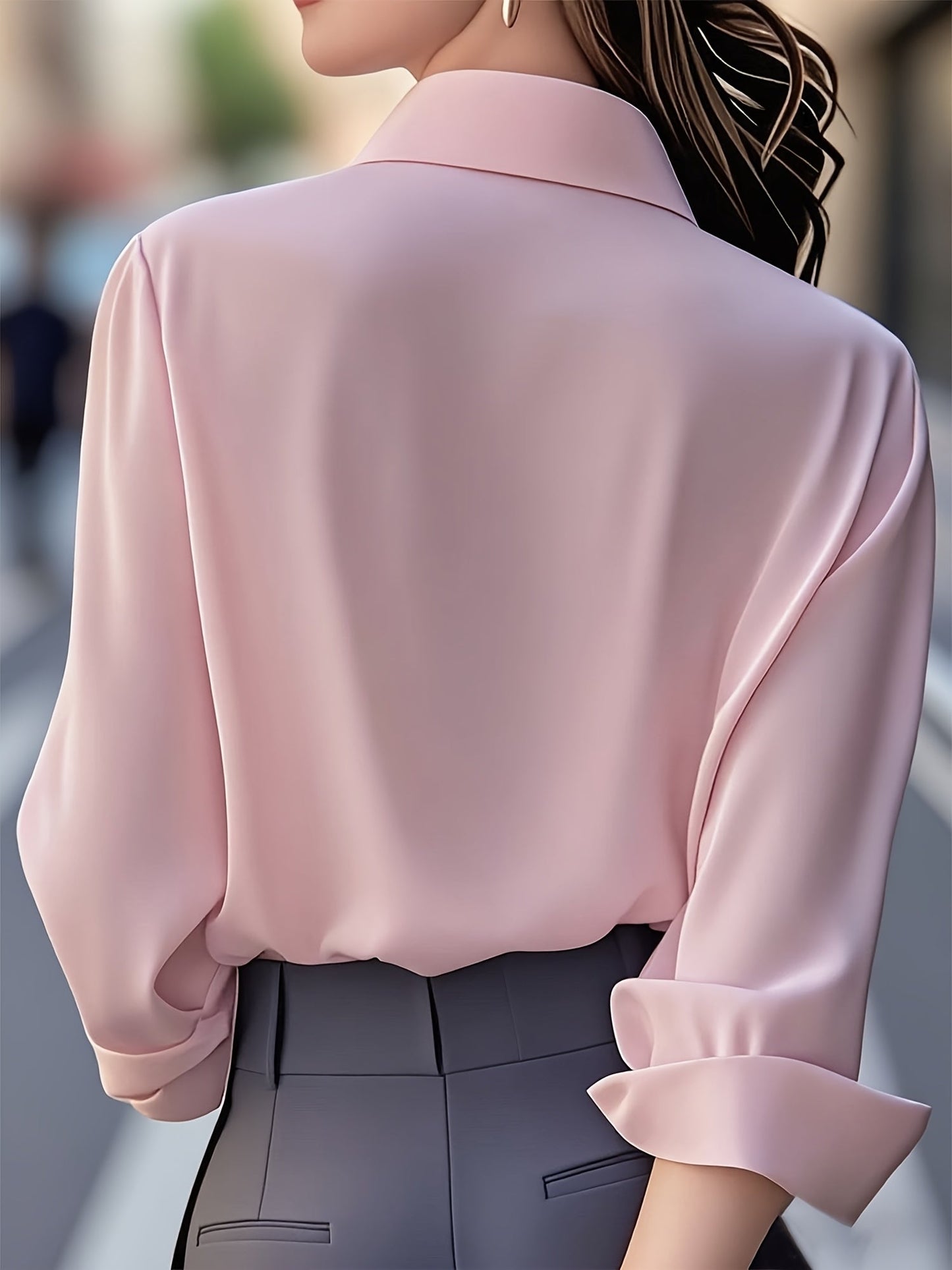 Elenochka - Blusa de Manga Larga Con Botones en la Parte Delantera