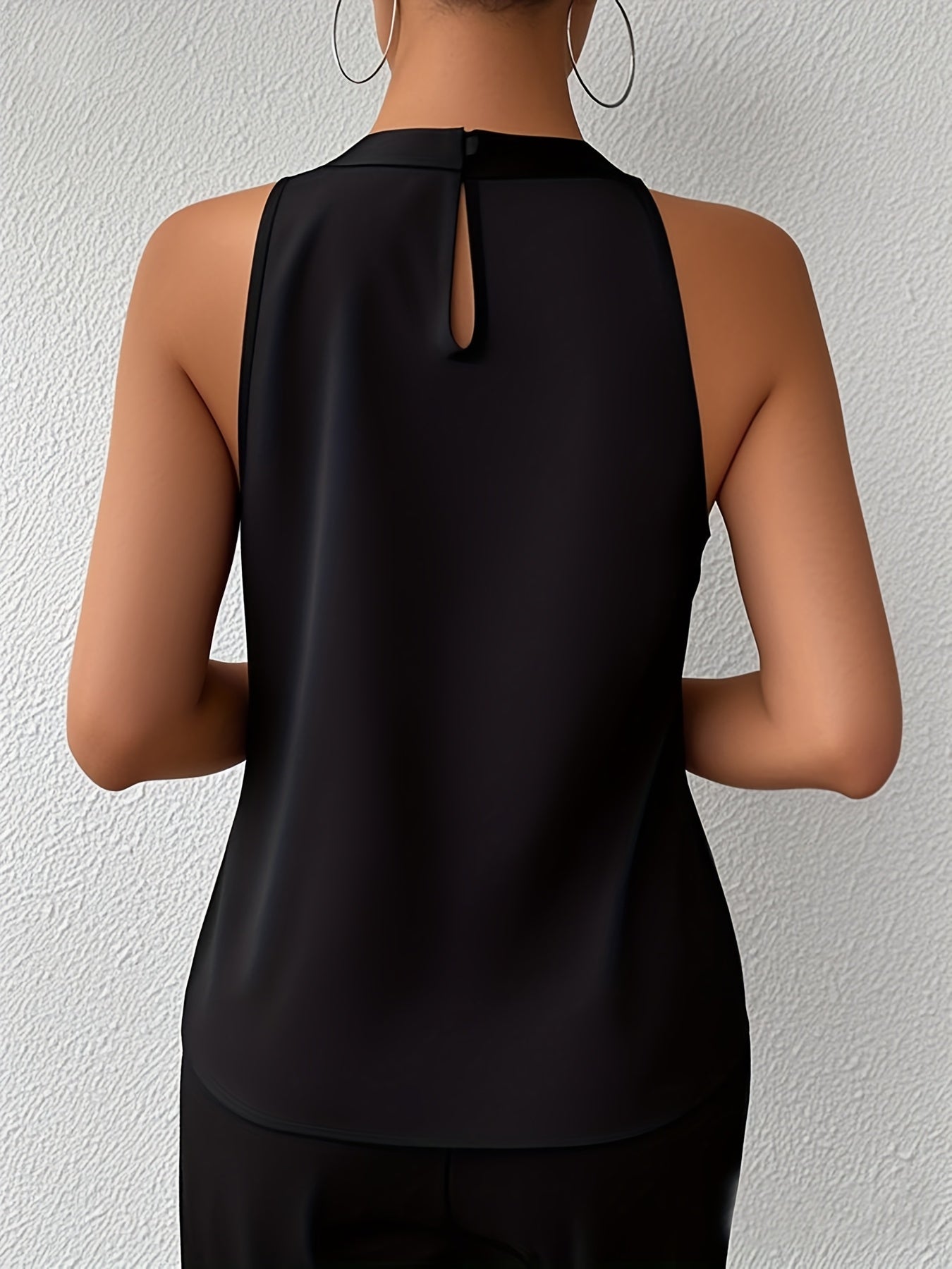 Cerys - Blusa Sin Mangas con Pliegues en la Parte Delantera y Cuello Halter