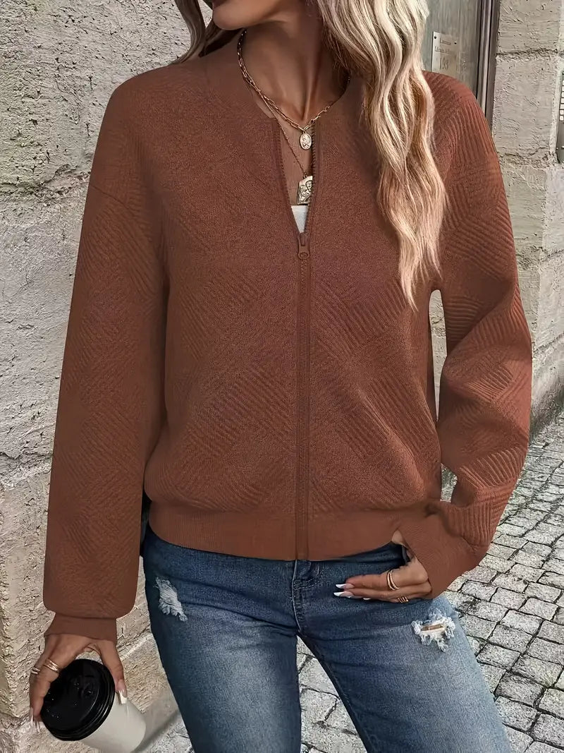 Juanita | Chaqueta De Manga Larga Con Cremallera Frontal Y Textura