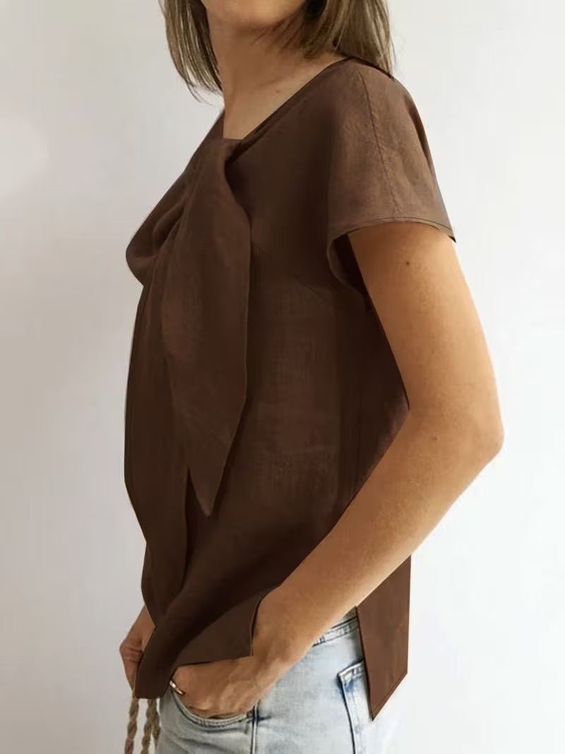 Jovea | Top con cuello atado y mangas cortas
