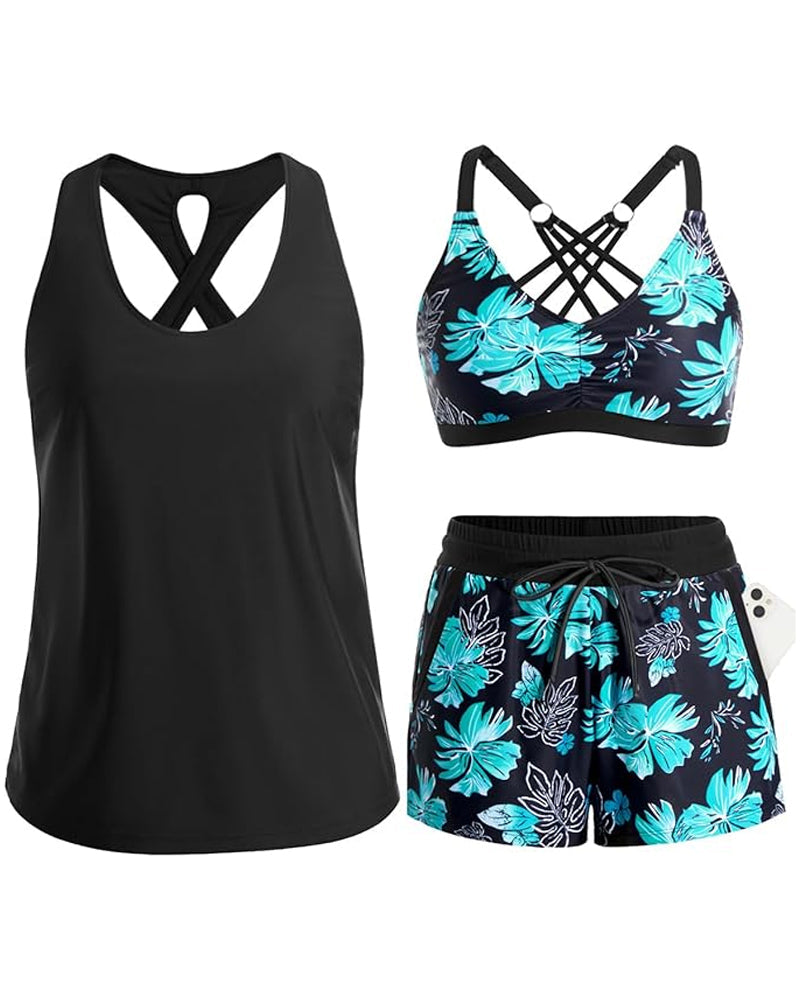 Meaghan | Conjunto De Baño De Tres Piezas Estampado
