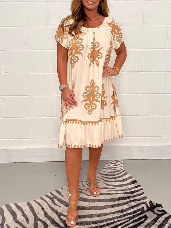 Ranee | Vestido Estampado con Mangas Cortas Amplias