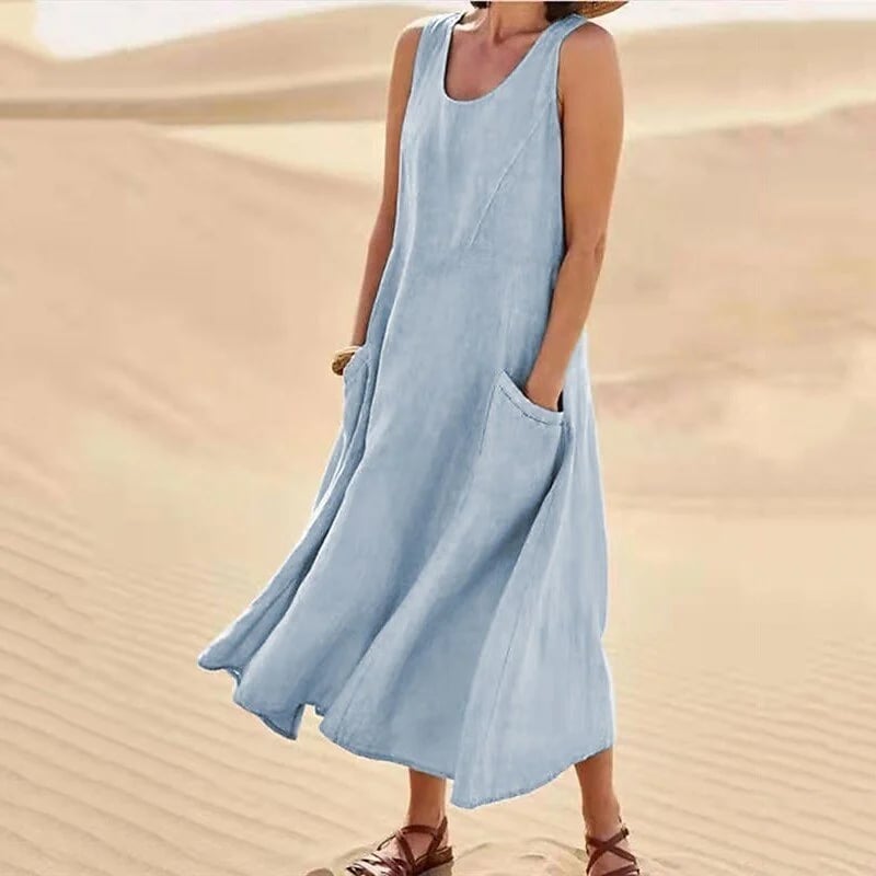 Zoha | Vestido Maxi Sin Mangas Con Bolsillos