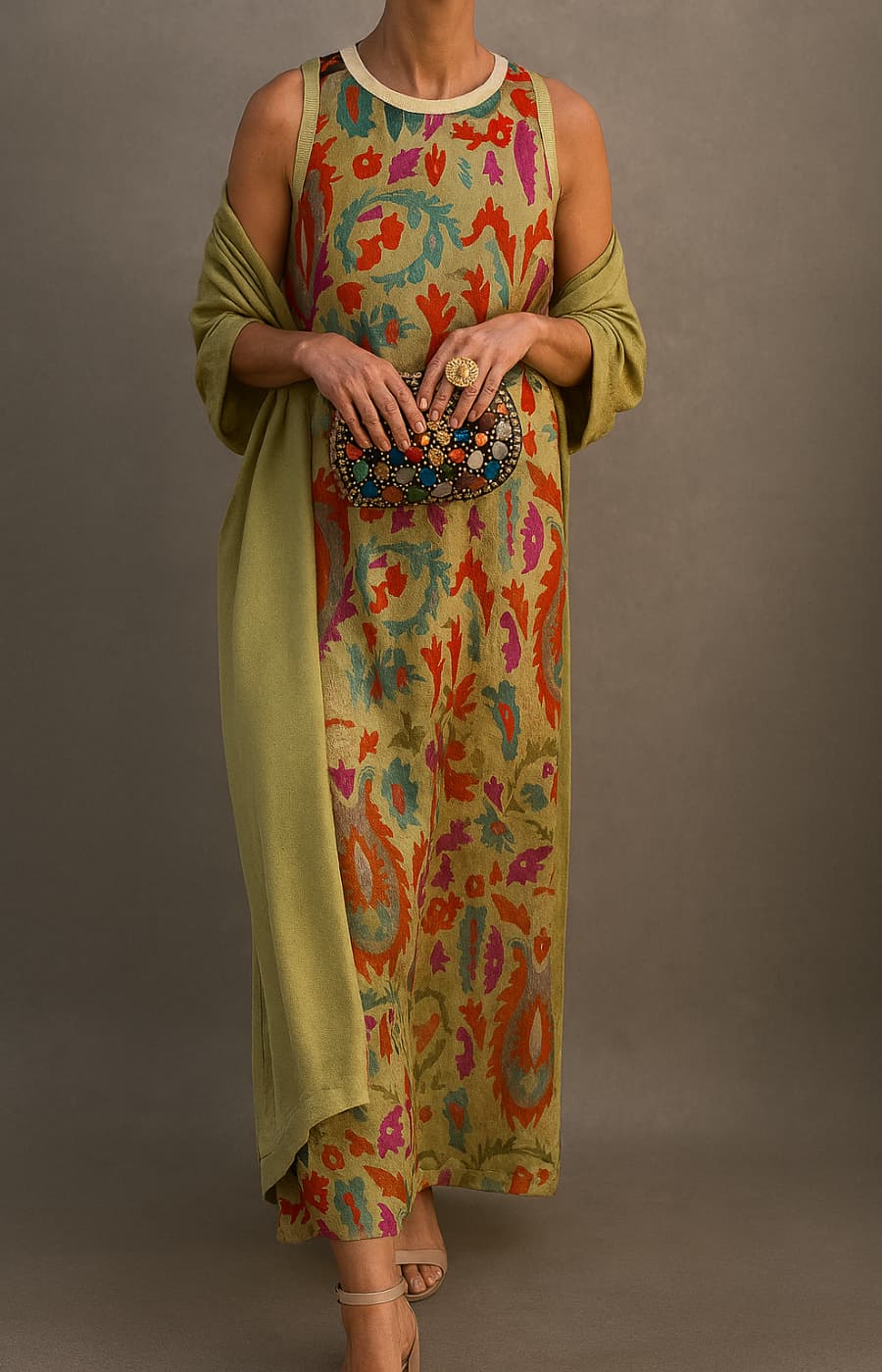 Irmtraut - Vestido Largo sin Mangas con Estampado Floral