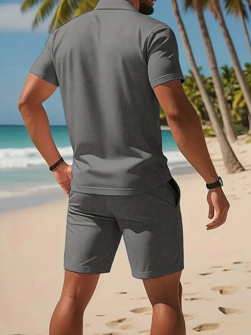 Kelvin | Conjunto De Polo Y Pantalones Cortos Con Textura