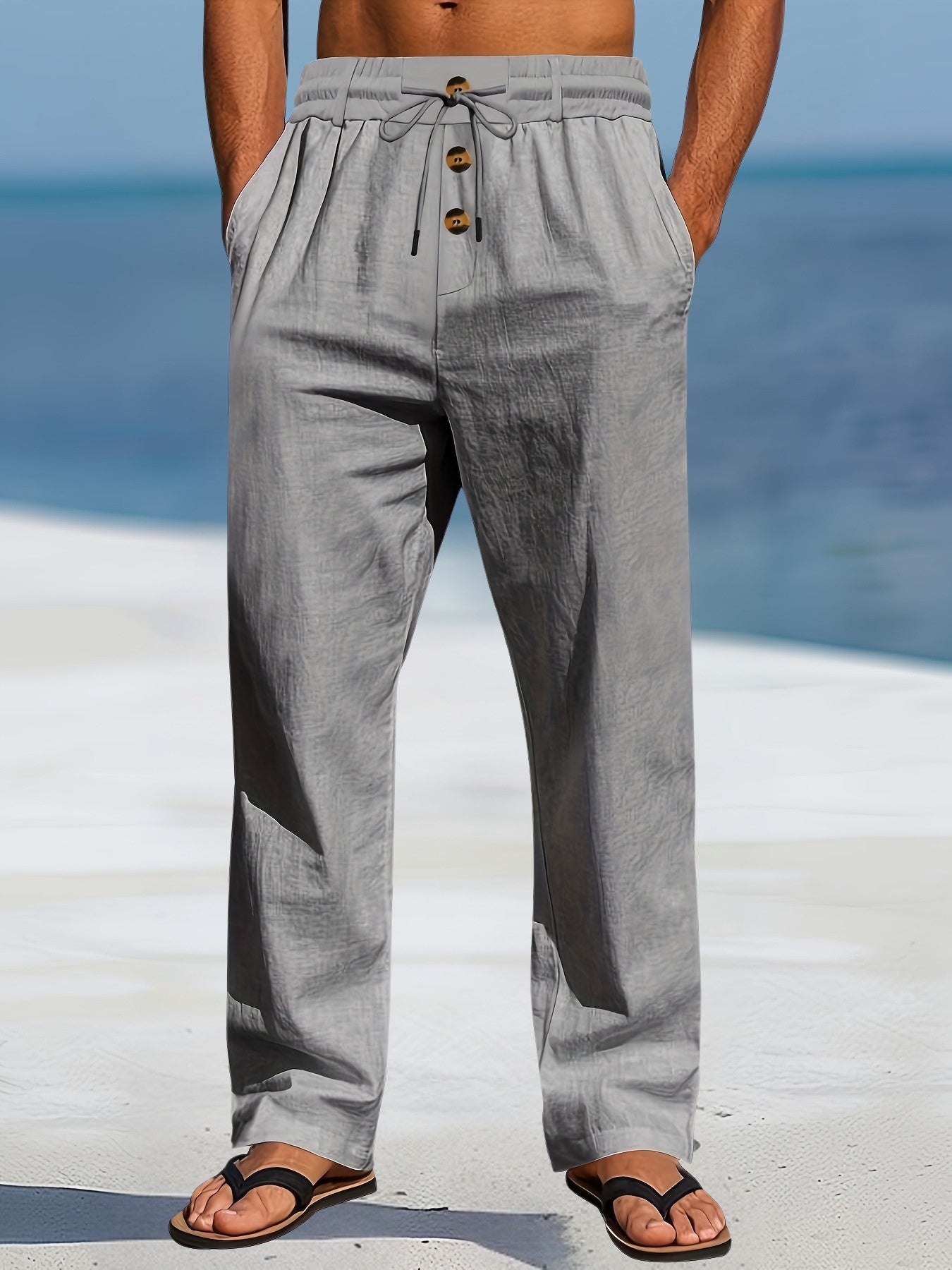 Aznar - Pantalón recto de lino con Cordón