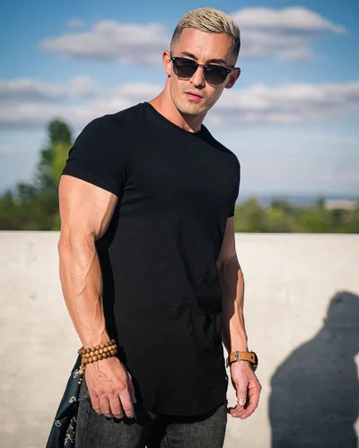 Maxwell - Camiseta de Manga Corta Con Bajo Curvo
