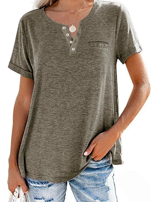Cettina | Camiseta Henley Manga Corta Bolsillo