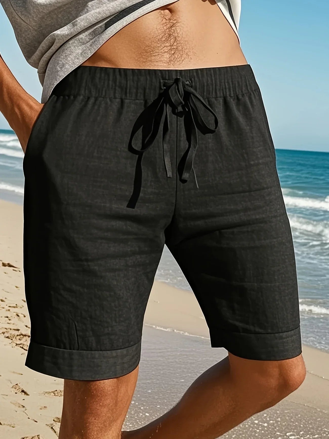 Callan | Pantalones Cortos Informales De Hombre Con Cordón, Hasta La Rodilla