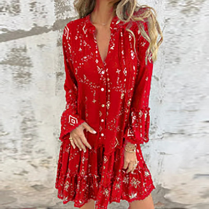 Gillian | Minivestido De Manga Larga Con Estampado Boho