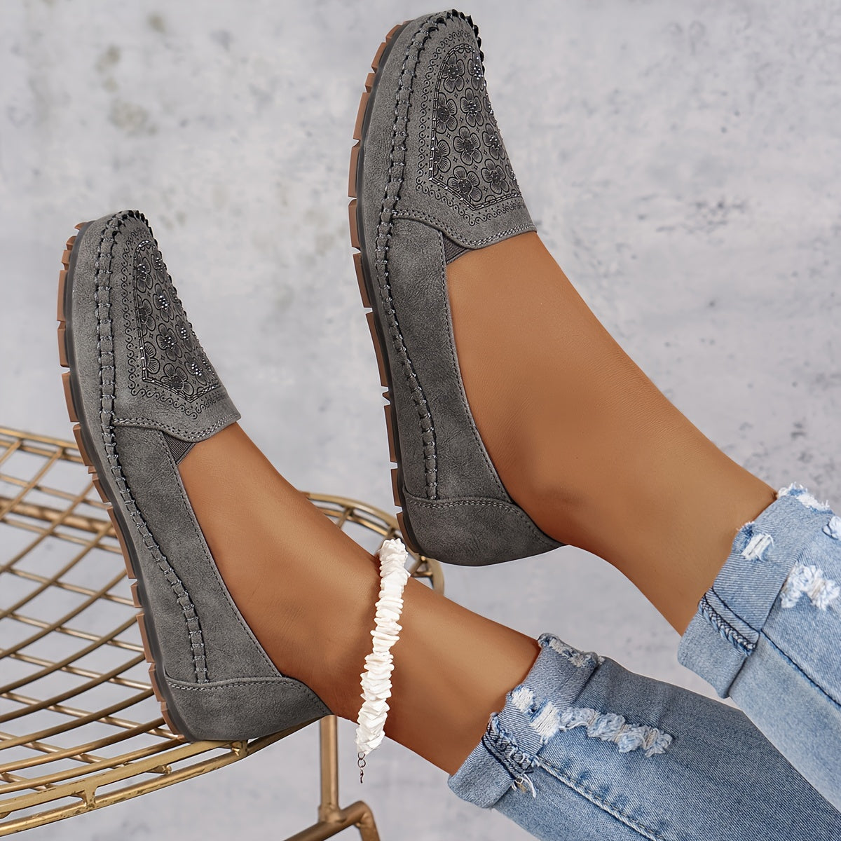 Lyrissa | Mocasines Casuales Sin Cordones Con Estampado Floral Para Mujer
