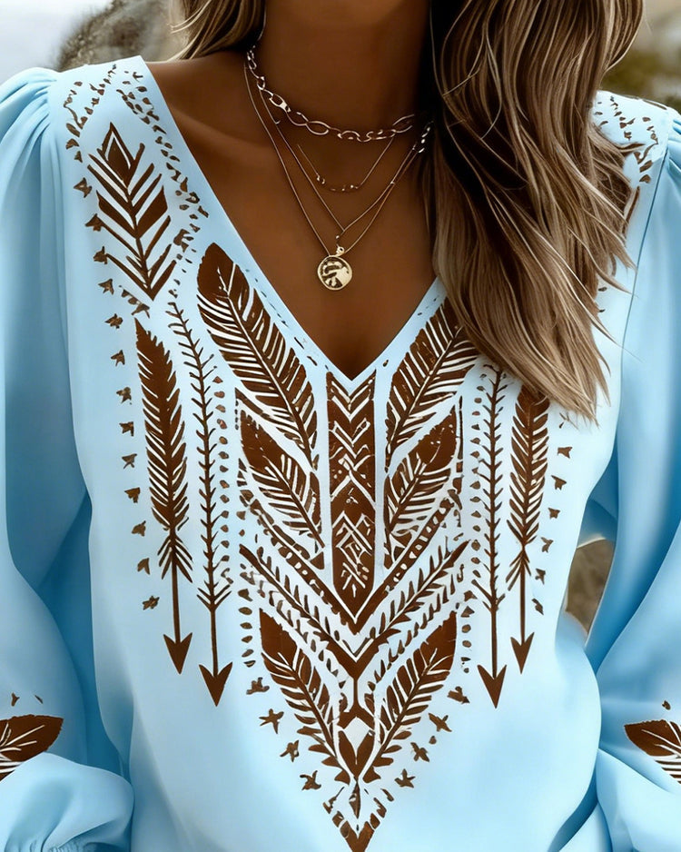 Grazina | Blusa Holgada Estampada con Cuello V