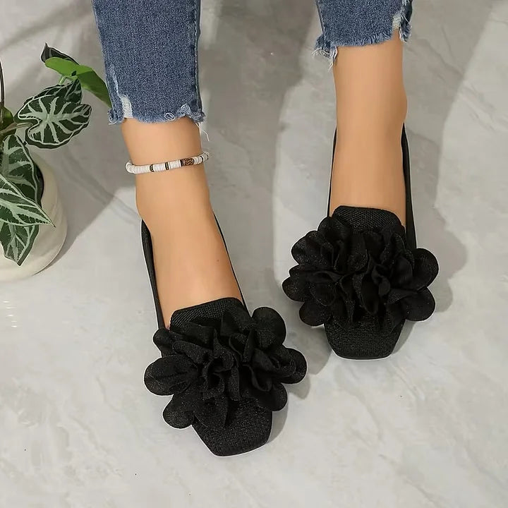 Catriona - Zapatos Planos Sin Cordones Con Punta Cuadrada Y Detalle Floral