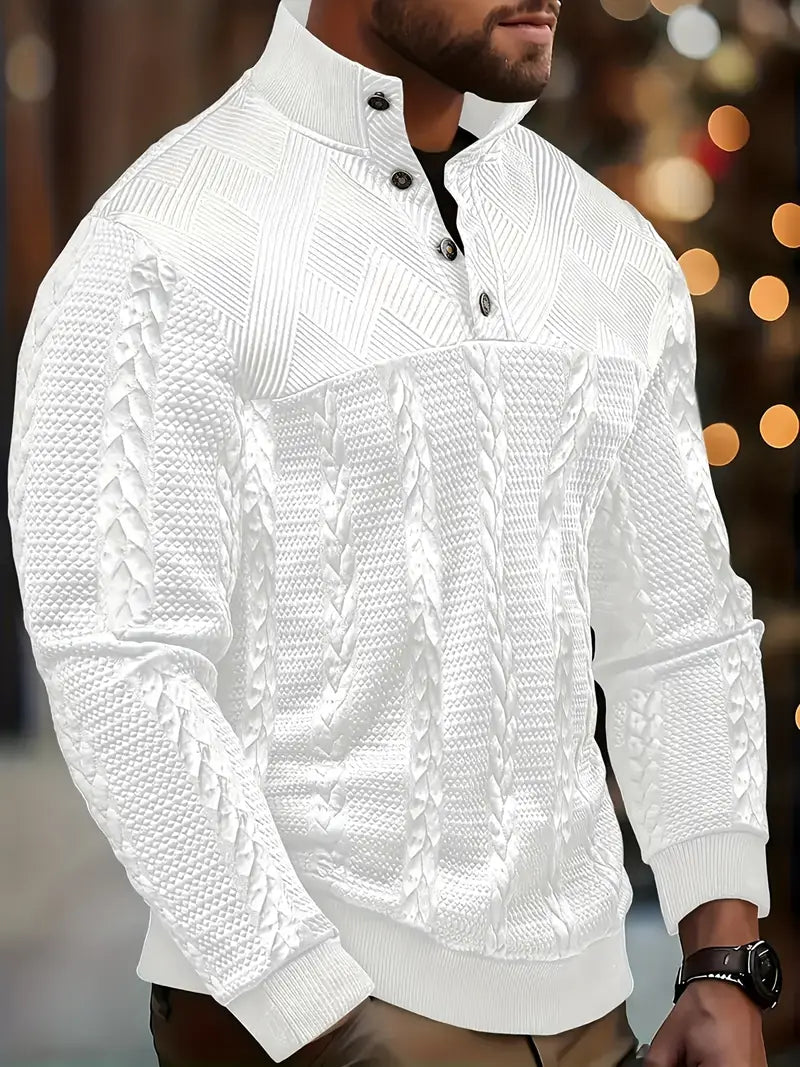 Dawson | Suéter Henley Texturizado de Manga Larga