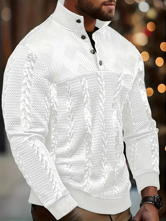 Dawson | Suéter Henley Texturizado de Manga Larga