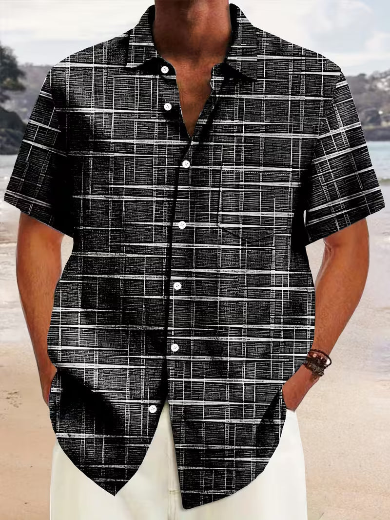 Jerrick - Camisa de Manga Corta Con Estampado Geométrico y Botones