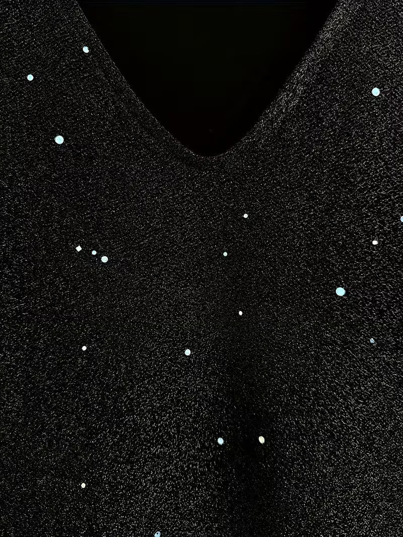 Eglantina | Vestido Lentejuelas Escote V Manga Larga
