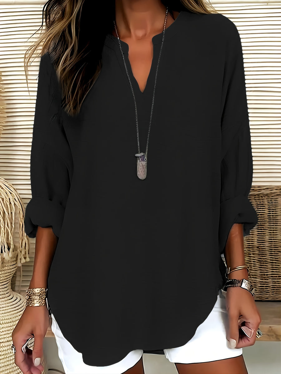 Shawna | Blusa Holgada de Manga Larga Cuello V
