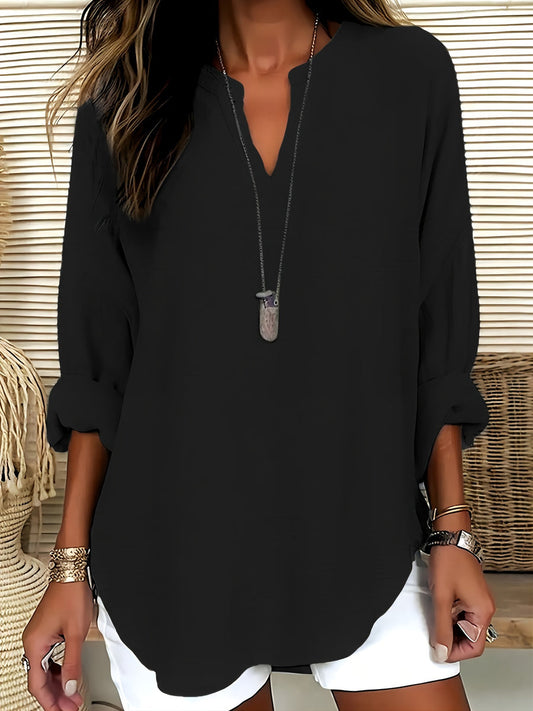Shawna | Blusa Holgada de Manga Larga Cuello V