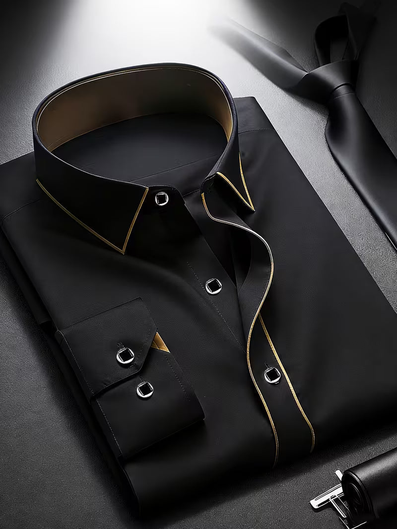 Daven | Camisa de Manga Larga con Ribete en Contraste