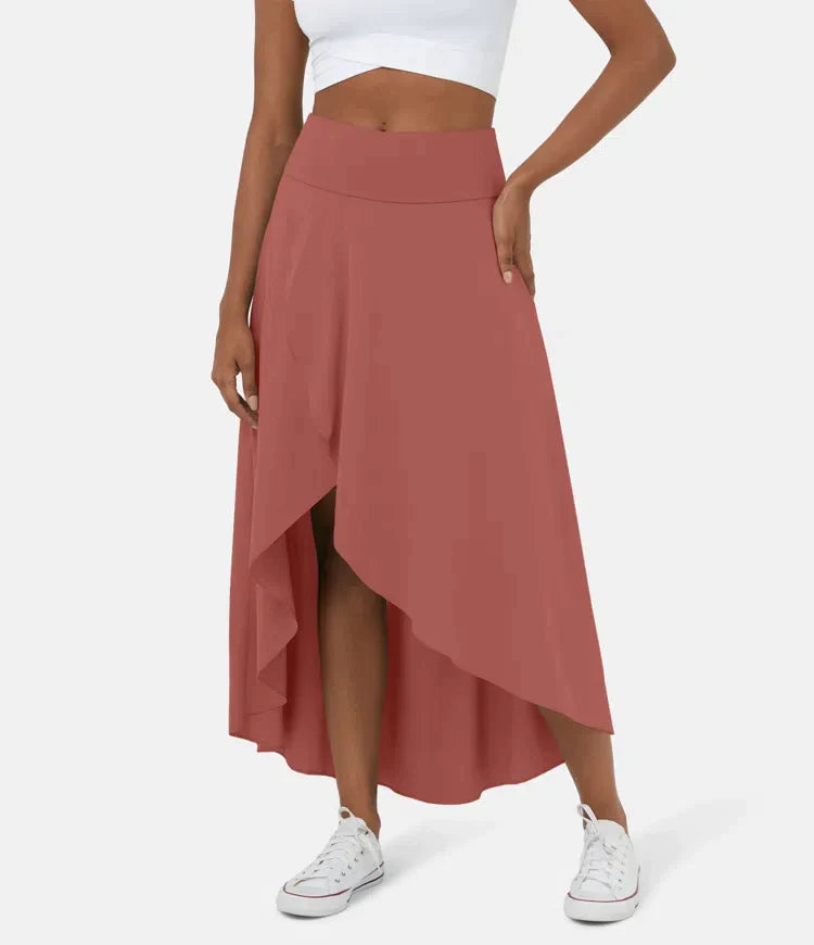 Keisha | Falda Midi Asimétrica Con Volantes y Cintura Alta