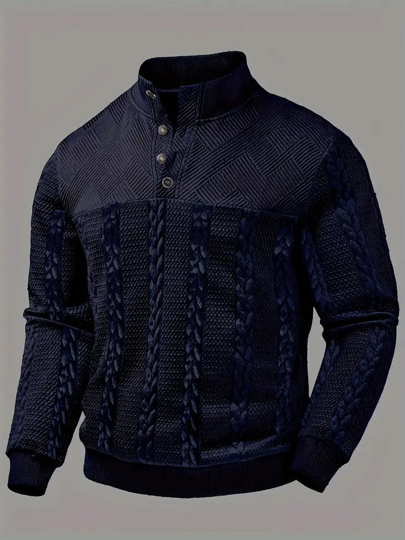 Dawson | Suéter Henley Texturizado de Manga Larga