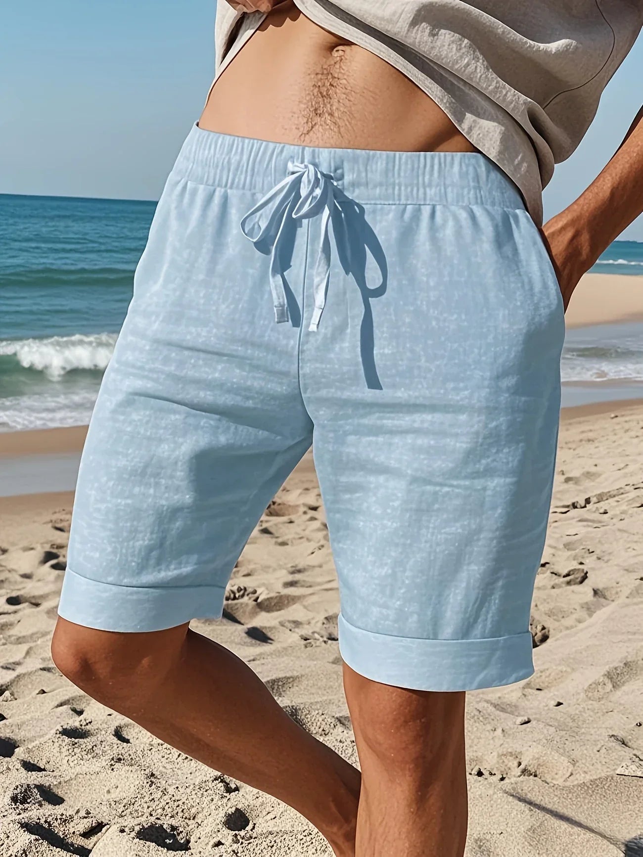 Callan | Pantalones Cortos Informales De Hombre Con Cordón, Hasta La Rodilla