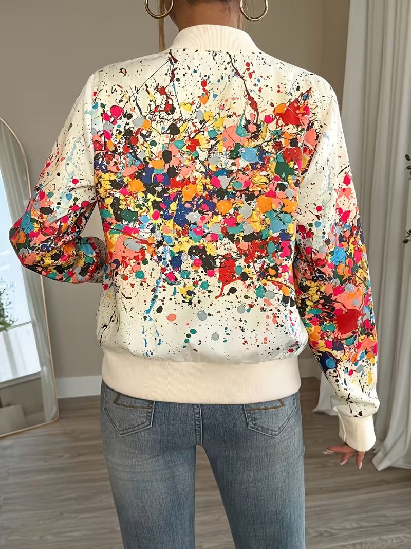 Deloova | Chaqueta Bomber con Estampado Abstracto