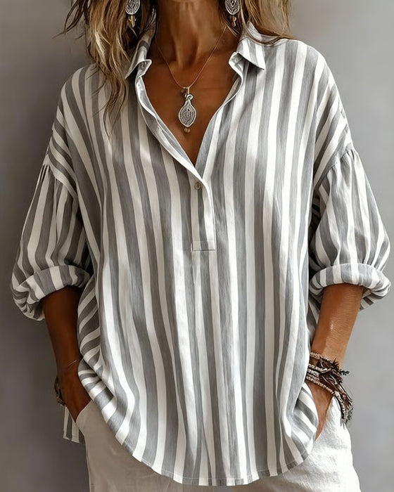 Jessy | Blusa Holgada a Rayas Con Cuello