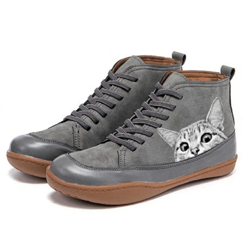 Fenna - Botines Con Cordones Y Estampado De Gatos