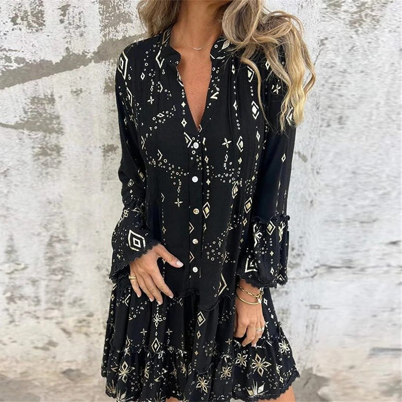 Gillian | Minivestido De Manga Larga Con Estampado Boho
