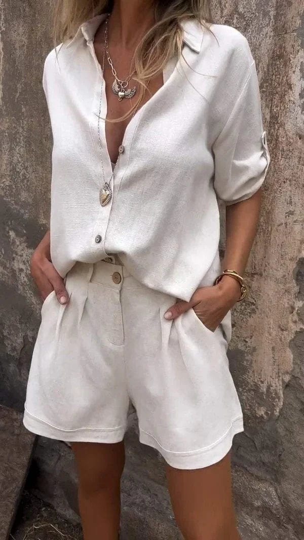 Dixie - Conjunto de Blusa de Manga Corta Con Botones en la Parte Delantera