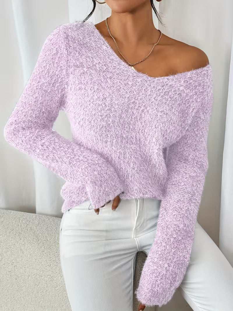 Aderah | Jersey De Punto Con Cuello en V Y Manga Larga Con Textura