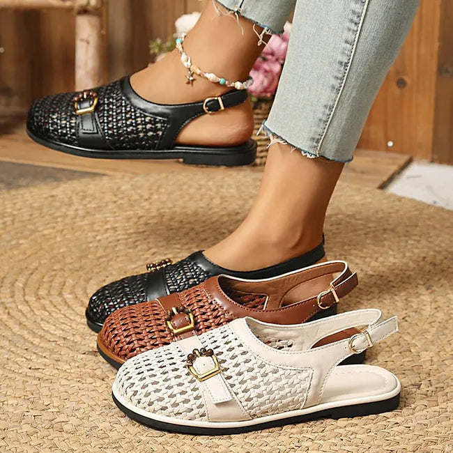 Ghie | Sandalias Planas Tejidas Con Correa Ajustable