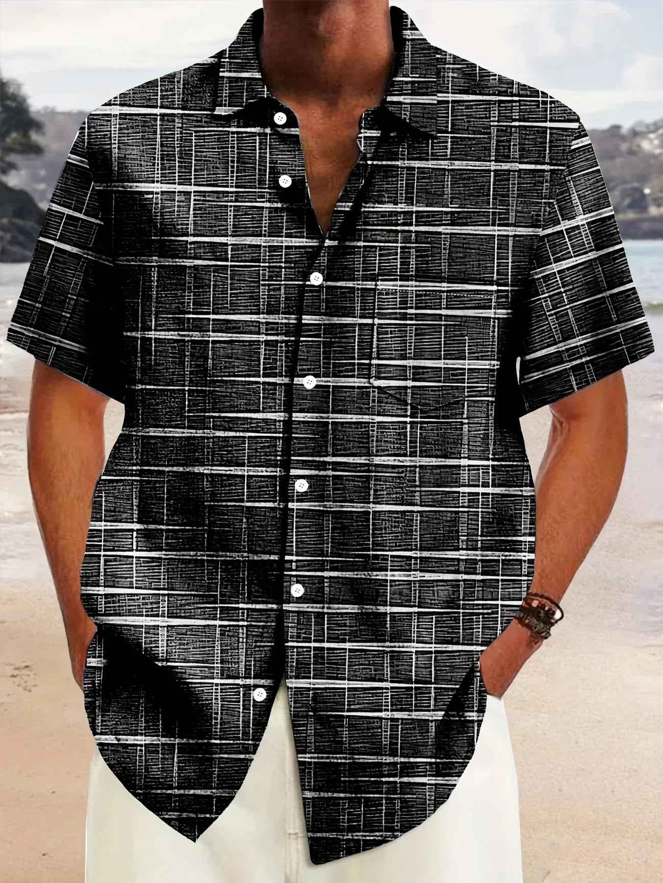 Haroyan | Camisa Hombre Manga Corta Patrón Cuadros