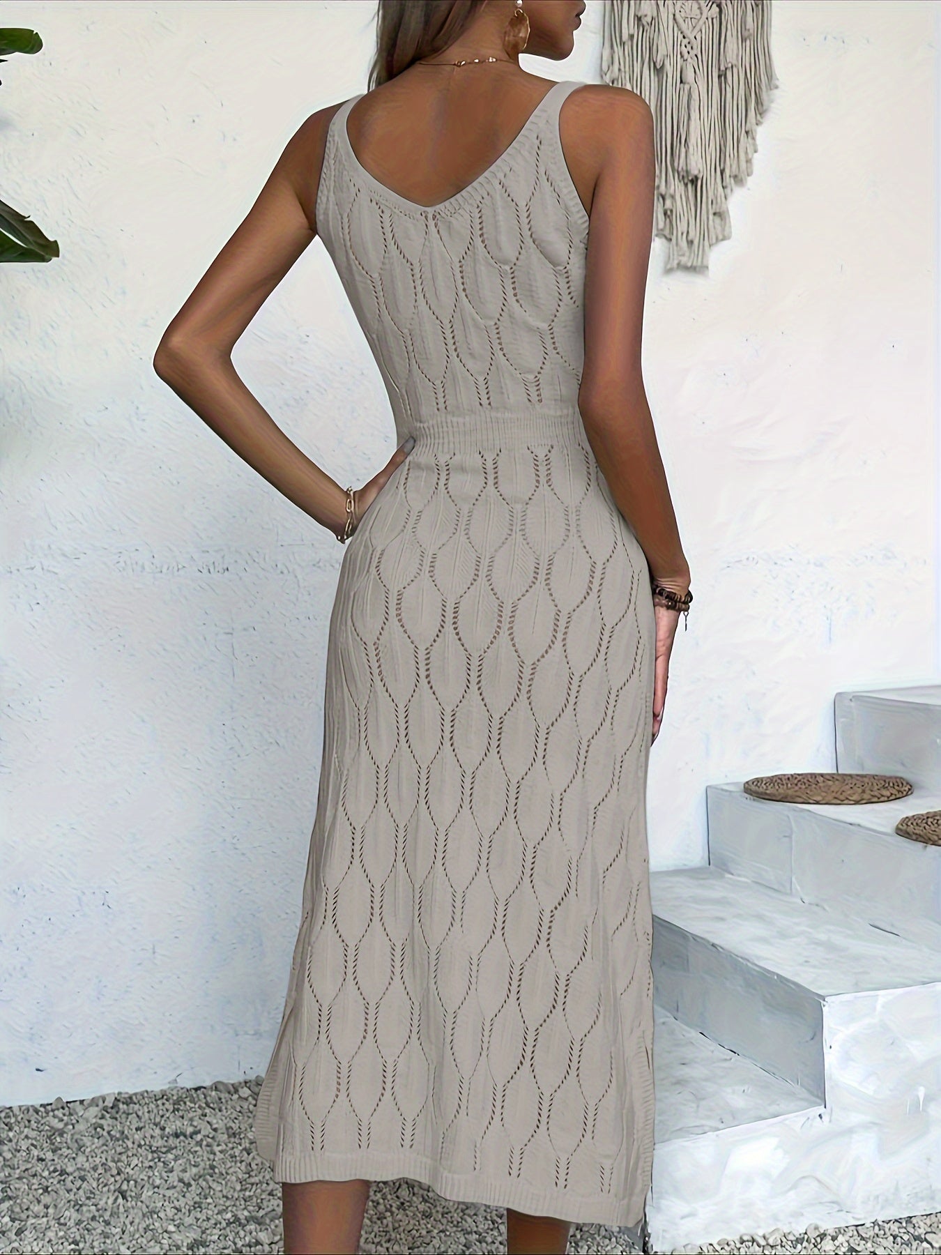 Luciana | Vestido MIDI Sin Mangas De Punto Pointelle