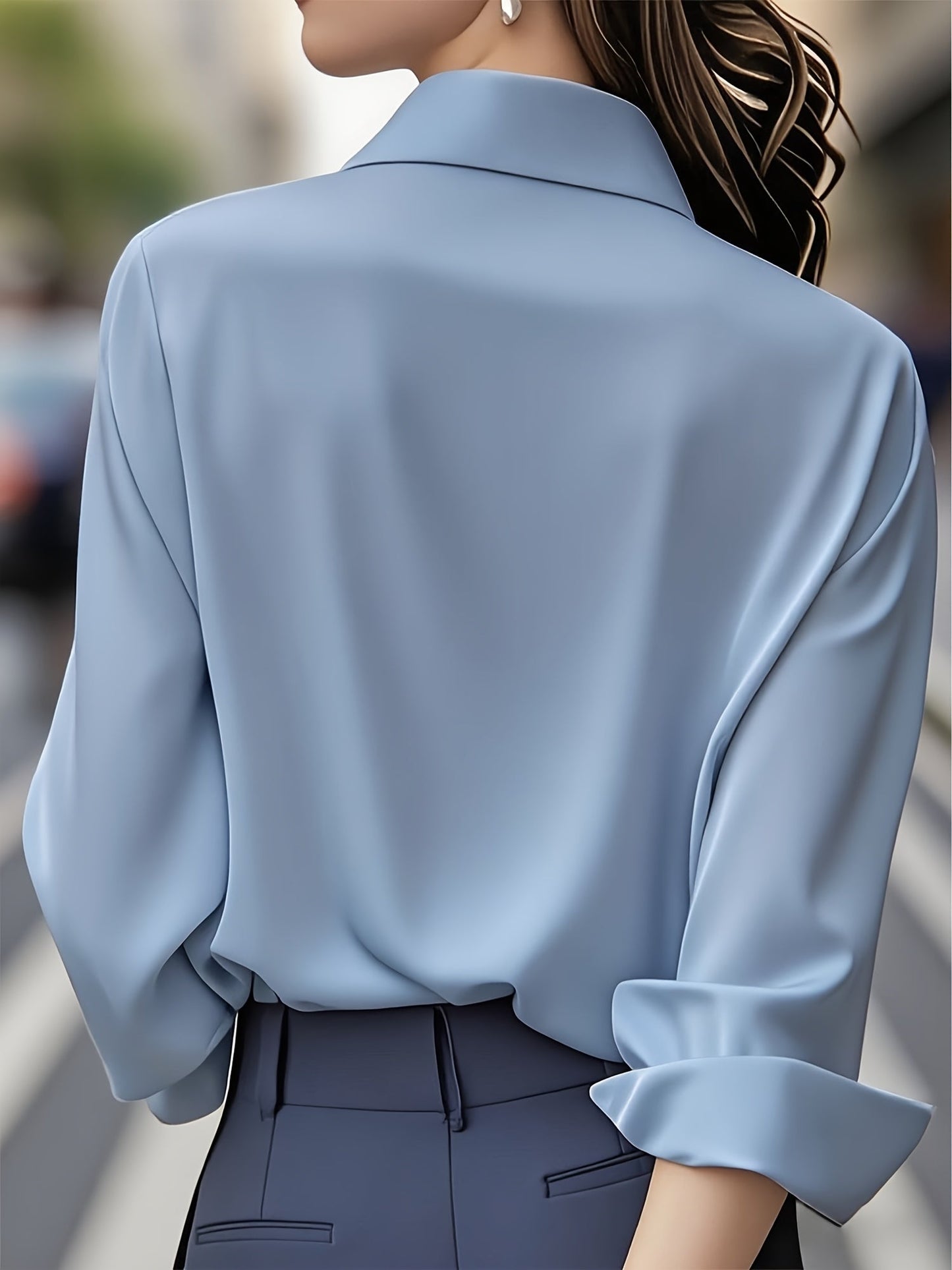 Elenochka - Blusa de Manga Larga Con Botones en la Parte Delantera