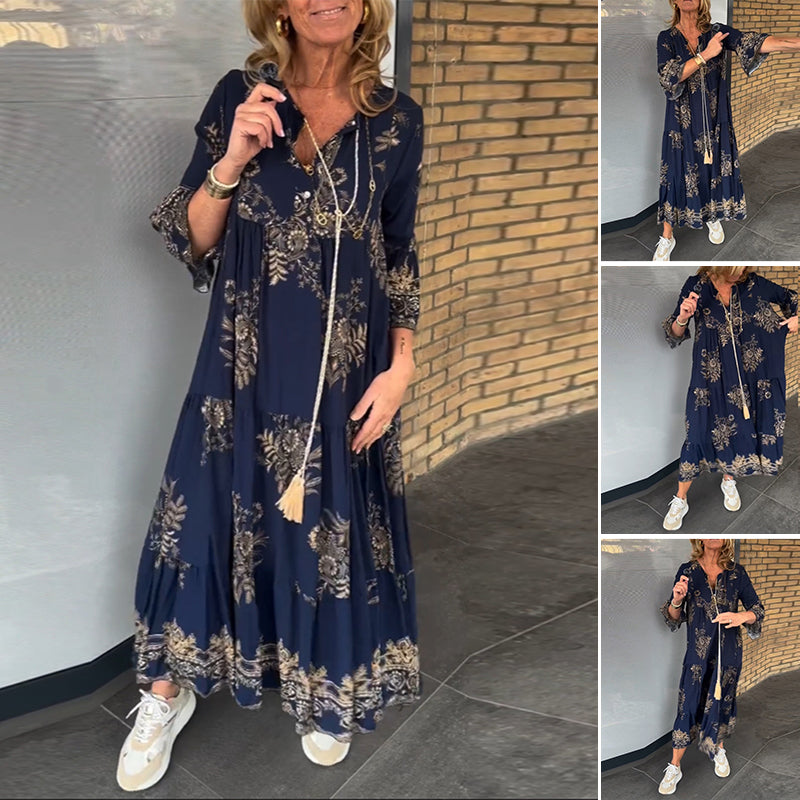 Hipatia | Vestido Maxi Floral Con Escote En V