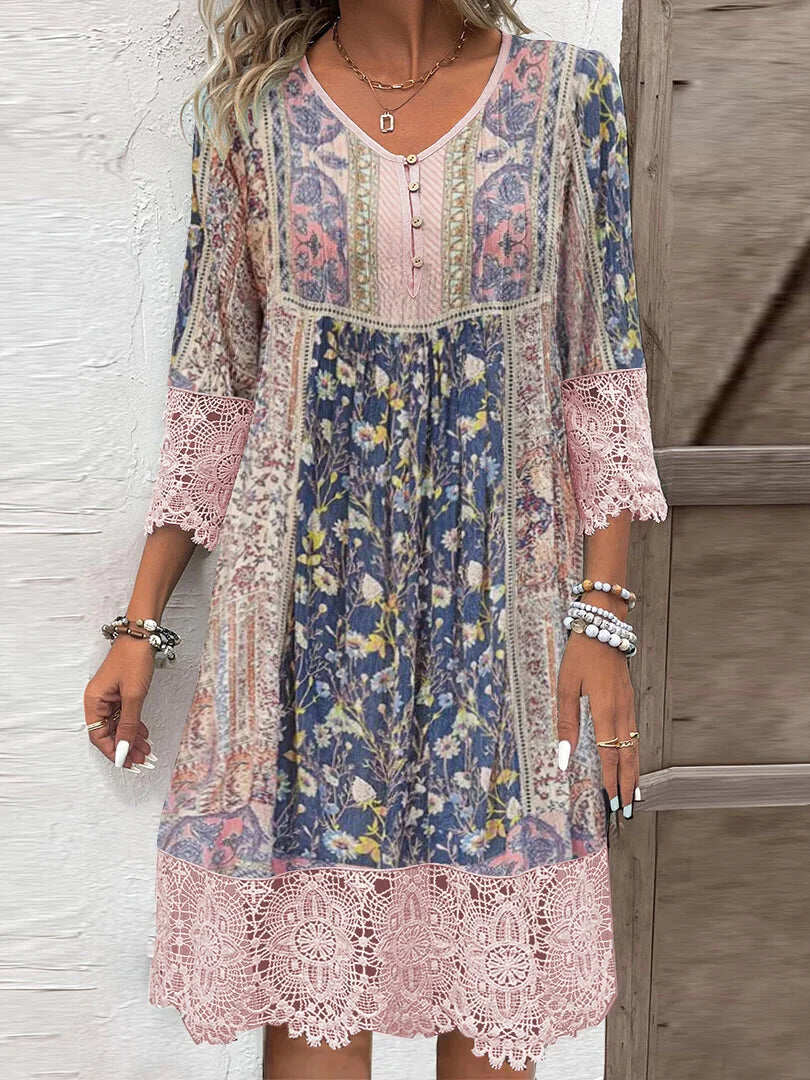Tegan | Vestido Midi Floral con Encaje